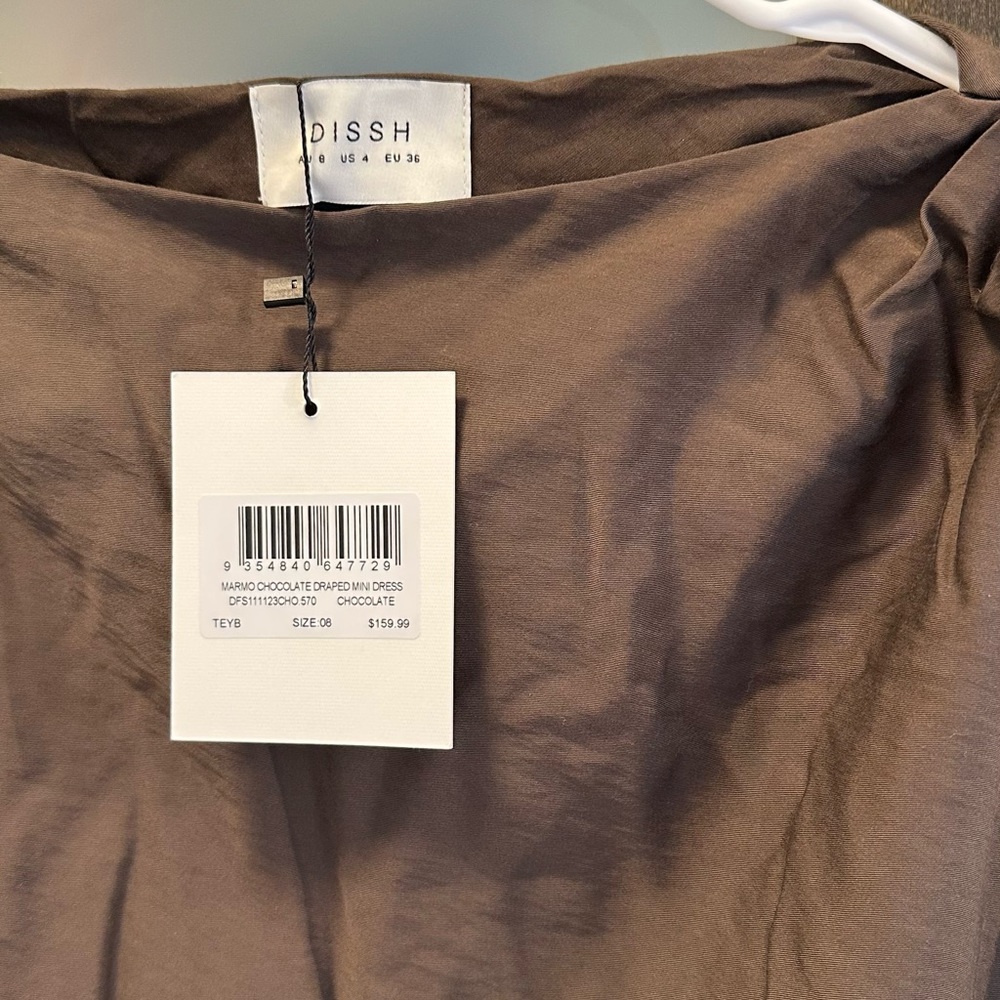 DISSH Marmo chocolate draped mini dress - Picture 3 of 5